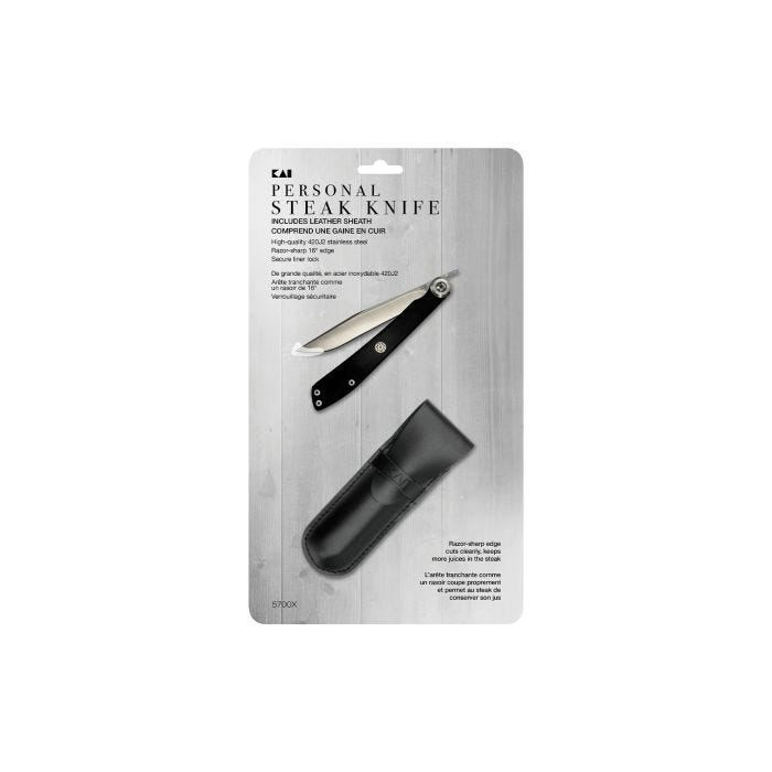 Shun Kai Premium 8-Inch Steak Knife - Ergonomic Black Handle for Effortless Cutting - Perfect for Grilling, BBQ, and Fine Dining at Home