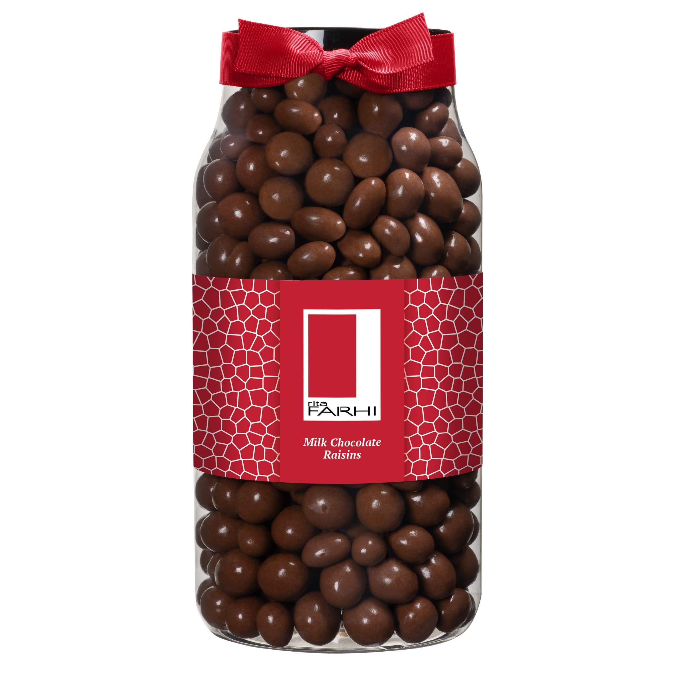 Rita Farhi Milk Chocolate Covered Raisins Gourmet Jar 870g - Premium Chocolate Snack for Gifts, Parties & Dessert Toppings