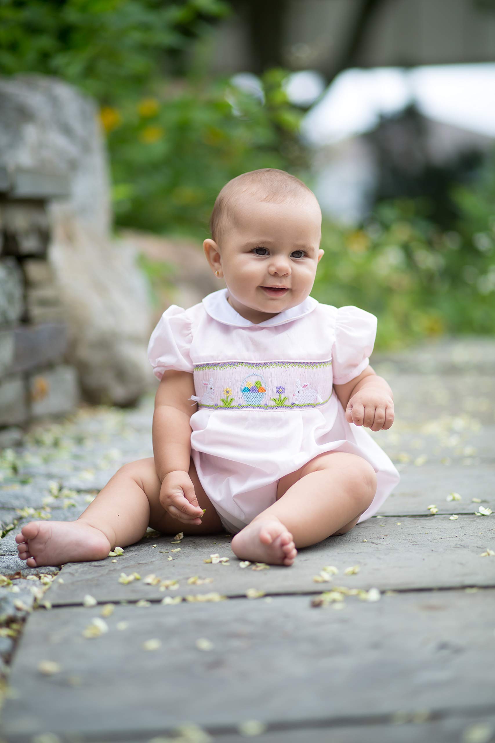 Easter Baby Girls Bubble Dress - Pink Bunny & Easter Eggs Design for Spring Party, Photo Shoot & Holiday Celebration