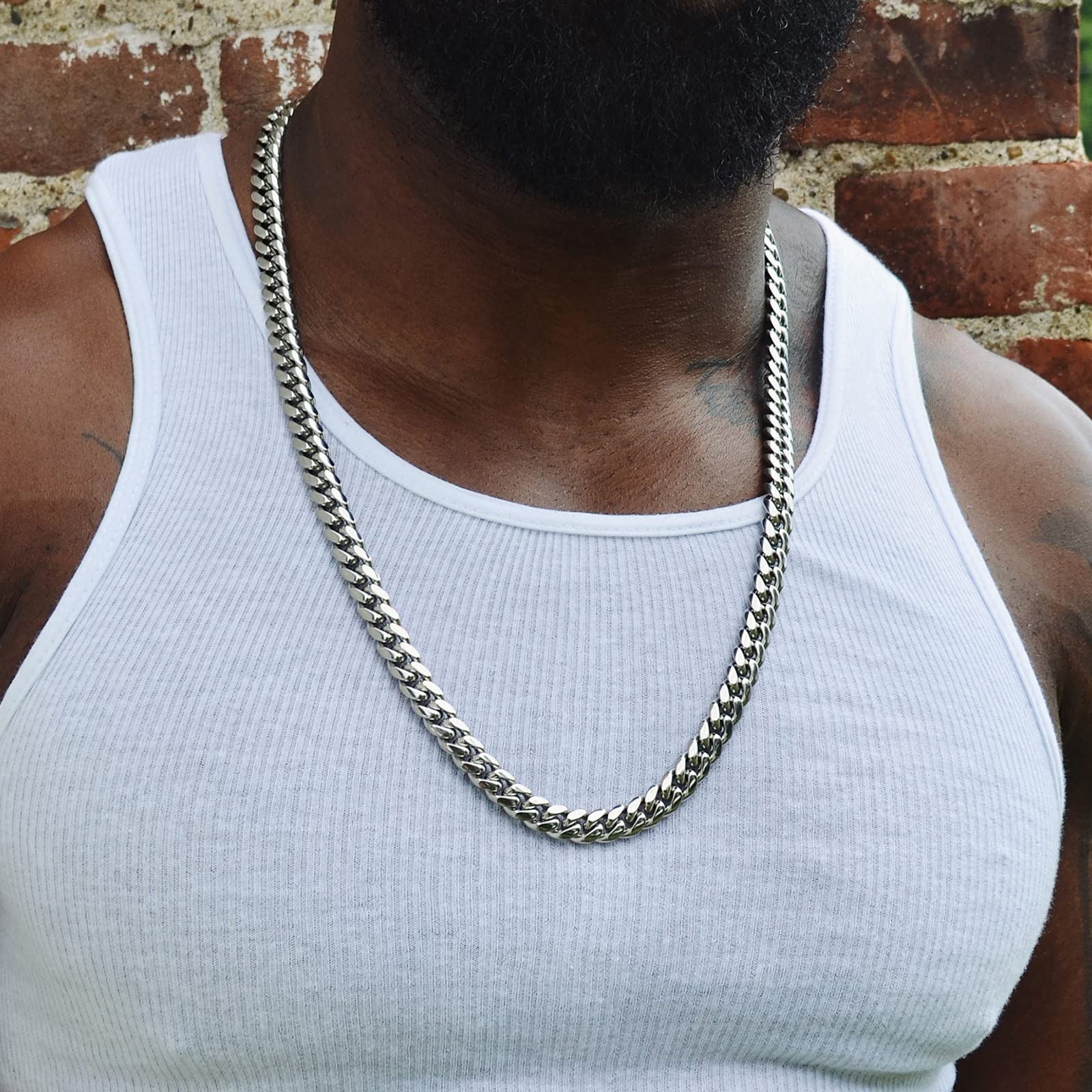 18K Gold Plated Stainless Steel Cuban Link Chain for Men - Durable Silver & Gold Hip Hop Jewelry - Perfect for Gifts, Parties, and Everyday Wear