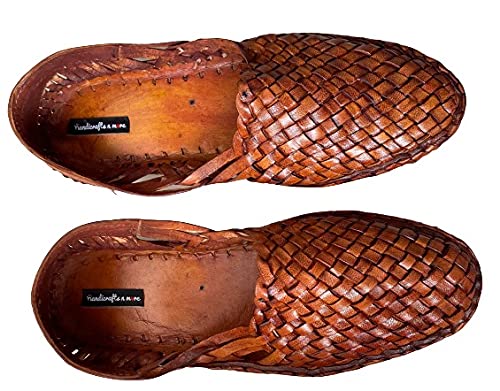 Handmade Men's Leather Woven Mules - Criss Cross Design Dark Brown Casual Flats | Kolhapuri Shoes for Comfortable Indoor & Outdoor Wear