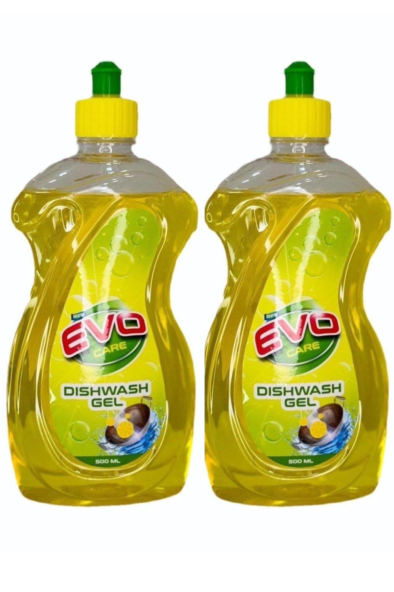 Evocare Natural Lemon Dishwashing Gel 1 Liter (Pack of 2 x 500ml) - Gentle & Effective for Greasy Pots, Pans & Dishes - Eco-Friendly Kitchen Cleaner