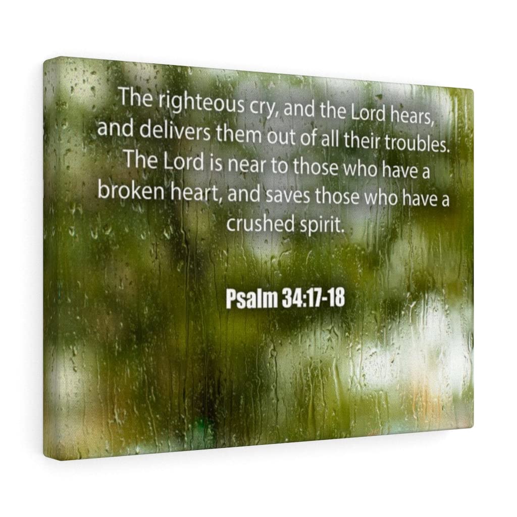 Christian Wall Art with Bible Verse - Psalm 34:17-18 The Righteous Cry Scripture Print | Ready to Hang Inspirational Home Decor for Living Room, Bedroom & Church | Express Your Love Faith Gifts