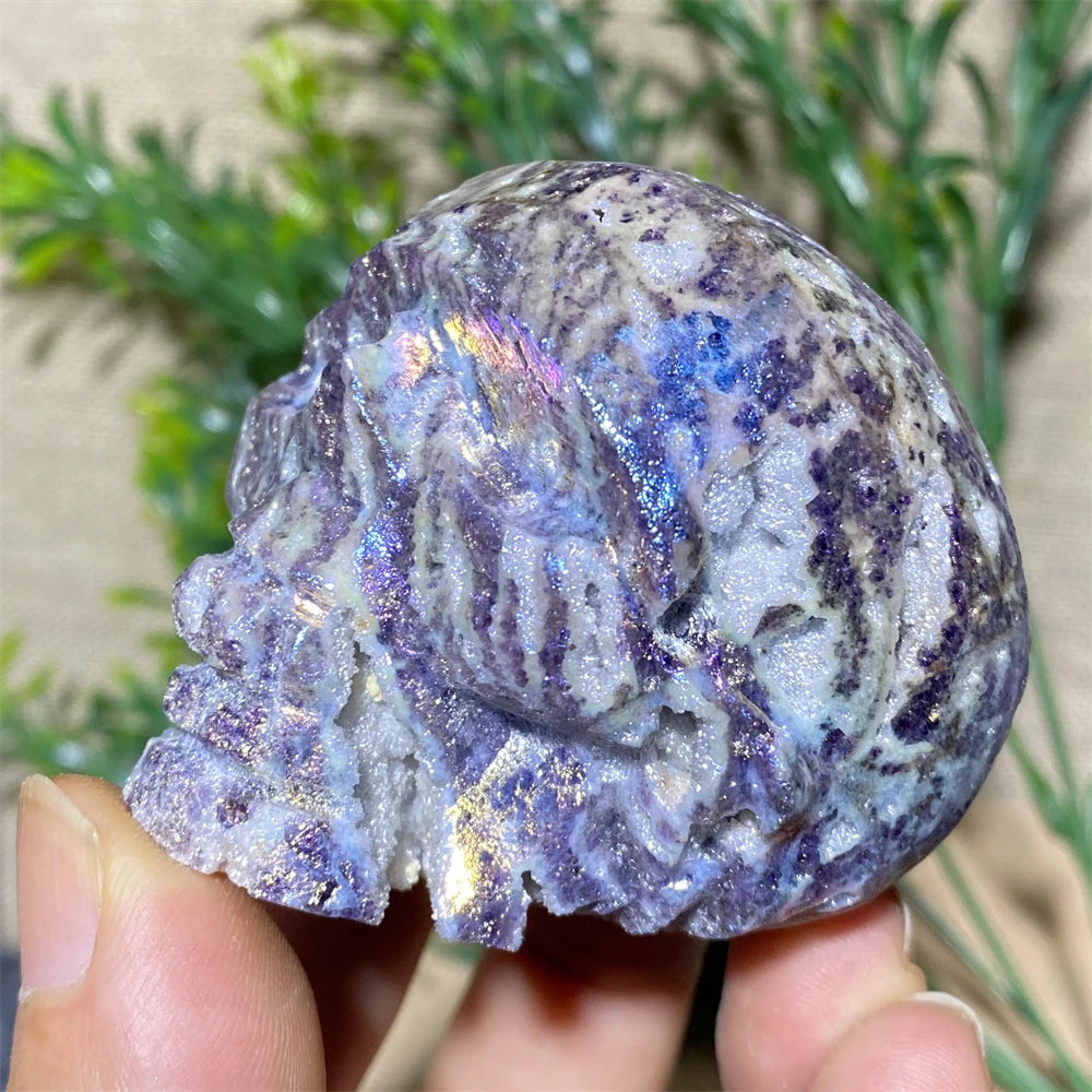 Natural Purple Aura Sphalerite Skull Quartz Crystal - Healing Stone for Reiki, Meditation & Witchcraft - Unique Geode Mineral Specimen for Spiritual Home Decor & Room Aesthetics