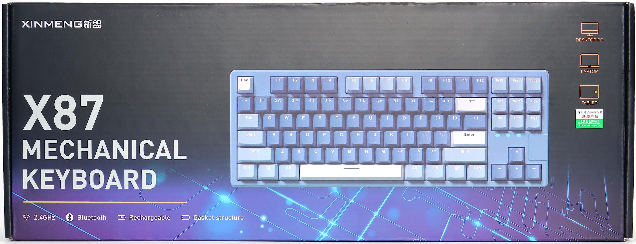 AK873PRO-XINMENG X87 75% Wired Gaming Keyboard with Custom Pre-Lubed Switches | TKL 80% Gasket Mount Mechanical Keyboard | LIGHTSYNC RGB Backlit | 87-Key Compact Design | PBT Keycaps | USB-C Coiled Cable for PC & Mac (Purple) - Perfect for Esports, Typing & Office Work