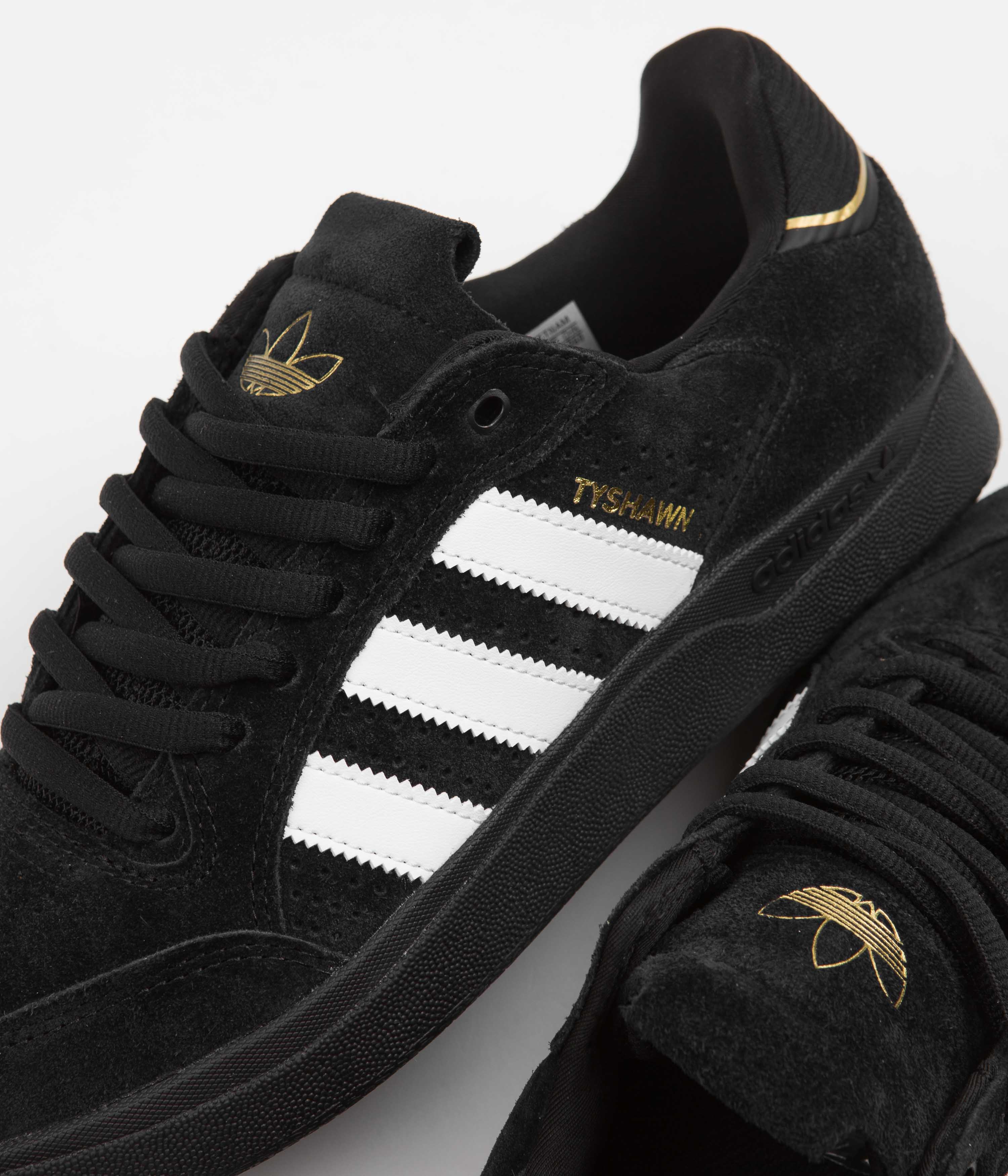 Adidas Tyshawn Low Shoes for Men - Core Black/Cloud White/Gold Metallic - Lightweight Basketball Sneakers for Casual Wear & Street Style