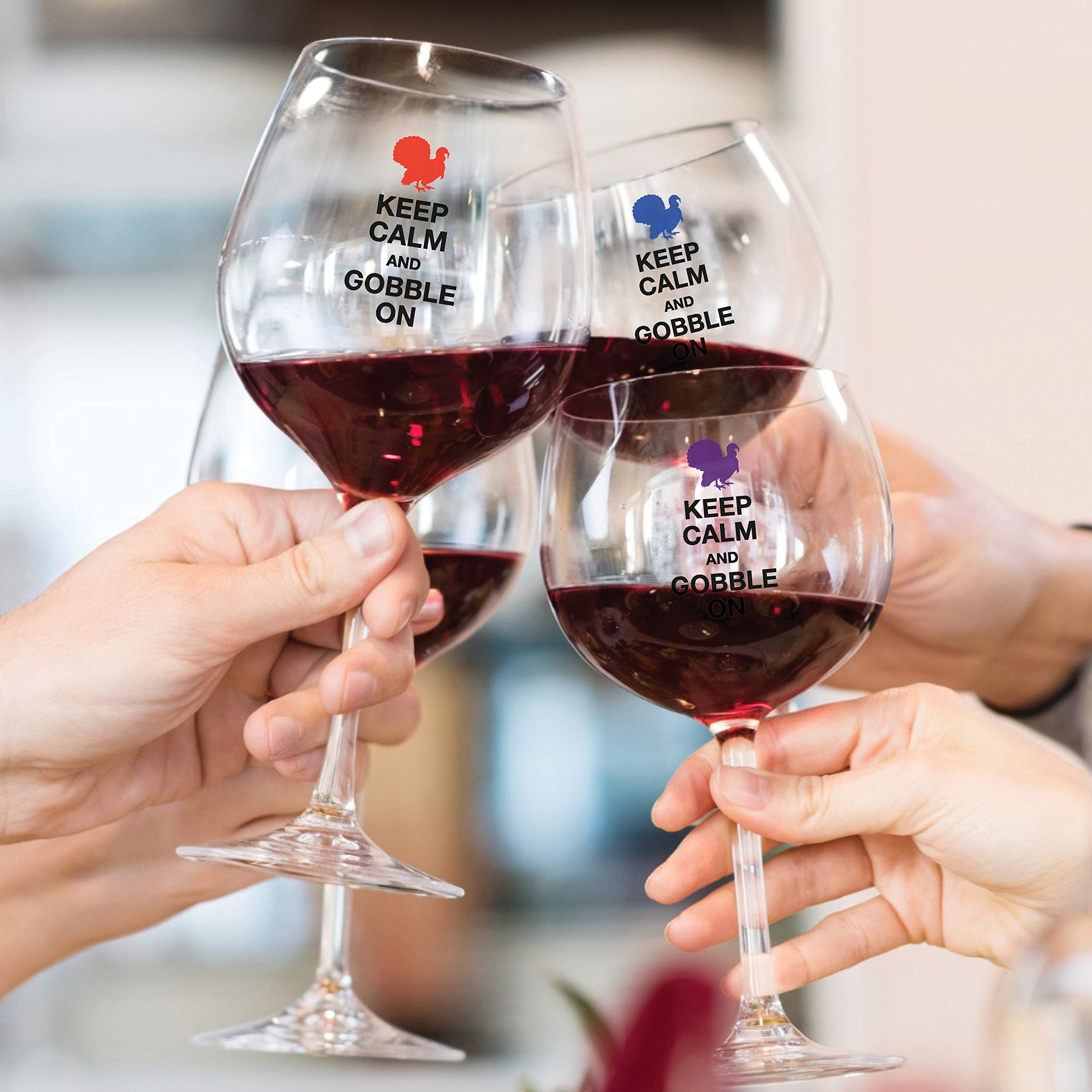 Funny Thanksgiving Drink Markers - Reusable Static Cling Glass Stickers for Wine & Cocktails (Set of 12) - Perfect for Holiday Parties, Family Gatherings & Festive Celebrations