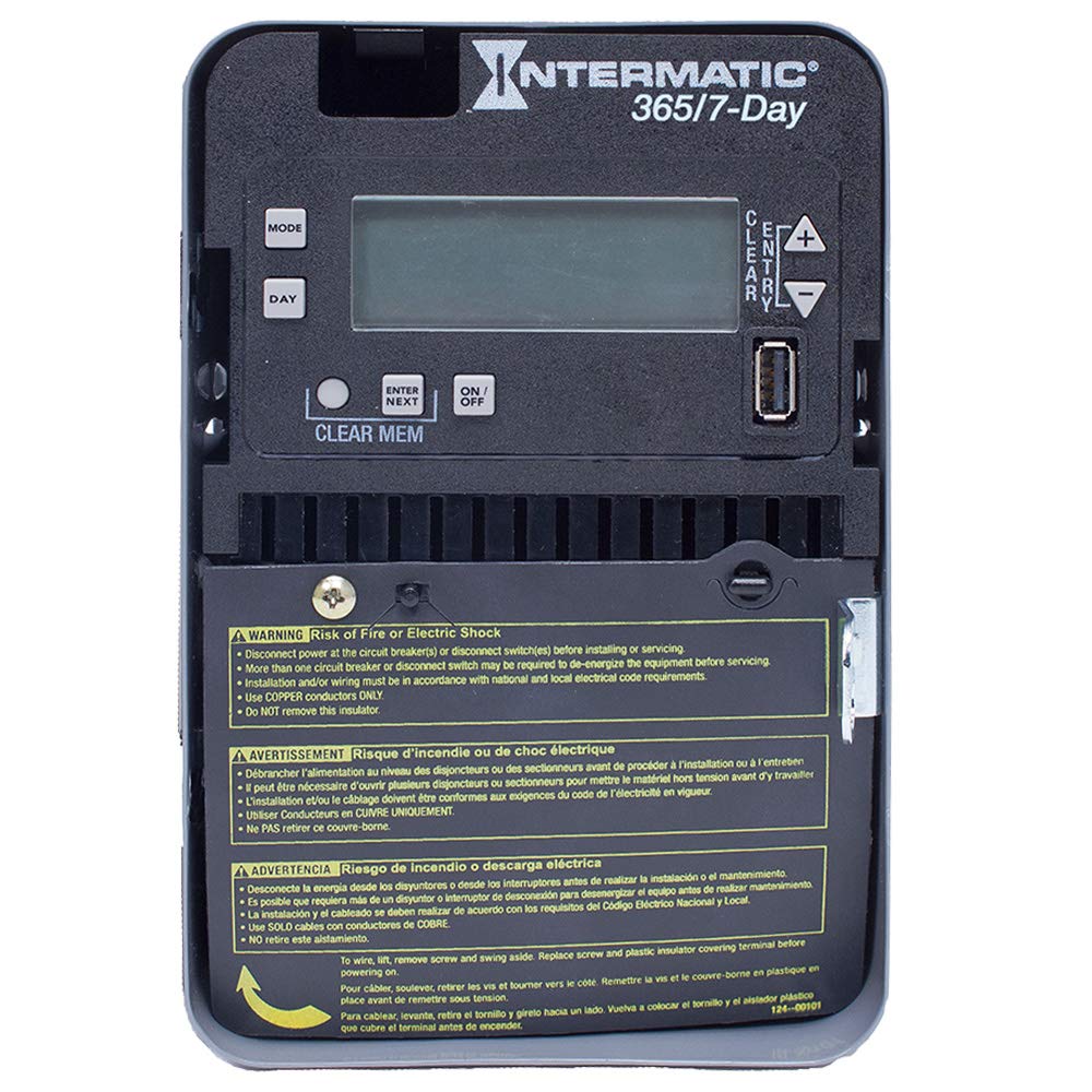 Intermatic 30 Amp Electronic Timer - 120-277V AC, 7/365 Day Programmable Single Channel Timer for Outdoor Lighting, Pools & Home Automation
