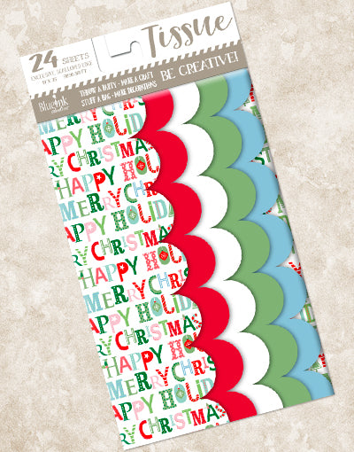 Festive Holiday Wishes Scalloped Tissue Paper - Decorative Gift Wrapping, Party Decorations & Craft Projects for Christmas, Birthdays & Special Occasions