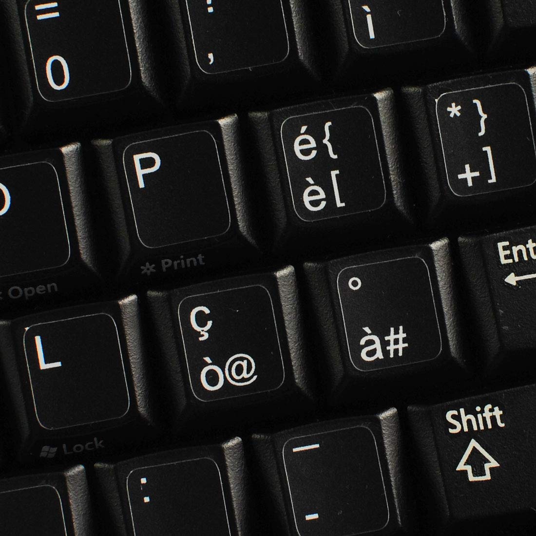 Italian Non-Transparent Keyboard Stickers - Black Background Labels for PC, Laptop & Notebook Computers | Perfect for Typing, Coding & Office Work