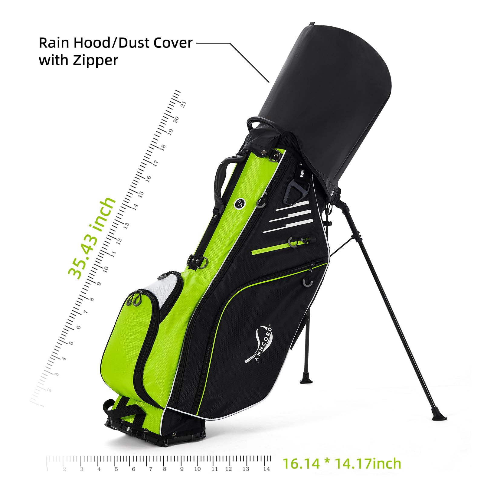 14-Way Top Divider Golf Stand Bag with Dual Strap - Waterproof Men's Golf Bag with 8 Pockets, Cooler Pouch & Rain Hood - Perfect for Course Play & Tournament Travel