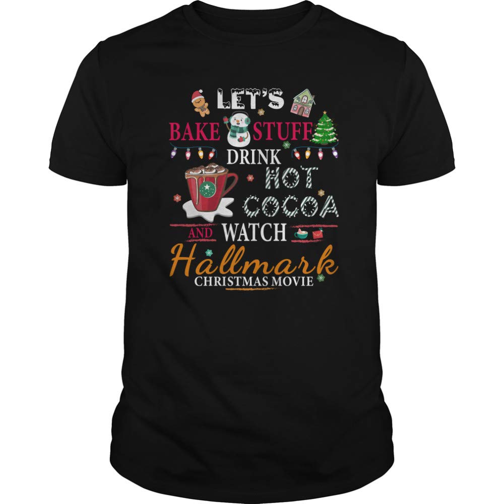 Baker Store Bake Stuff - Men's Hot Cocoa Drinking & Hallmark Watching Graphic T-Shirt 40252 | Comfortable Casual Wear for Baking Enthusiasts & Holiday Relaxation