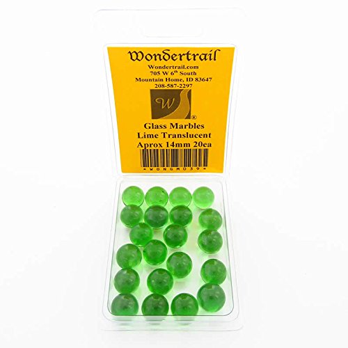 WONGM039 14mm Lime Translucent Glass Marbles - Pack of 20 for Home Decor, Kids Games & DIY Craft Projects