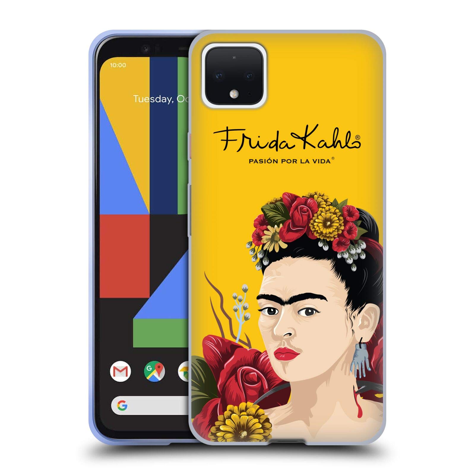 Frida Kahlo Pixel 4 XL Case - Floral Soft Gel Cover for Everyday Protection