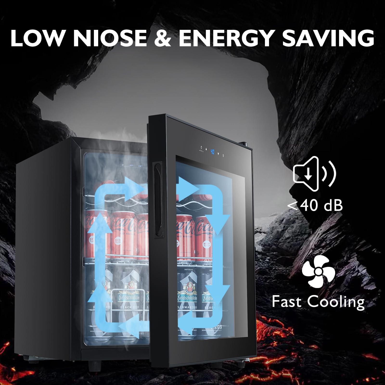 15 Bottle Mini Wine Fridge Freestanding - Digital Control Wine Cooler Refrigerator for Red & White Wine with Glass Door - Perfect for Home Bar, Kitchen Countertop & Office Use