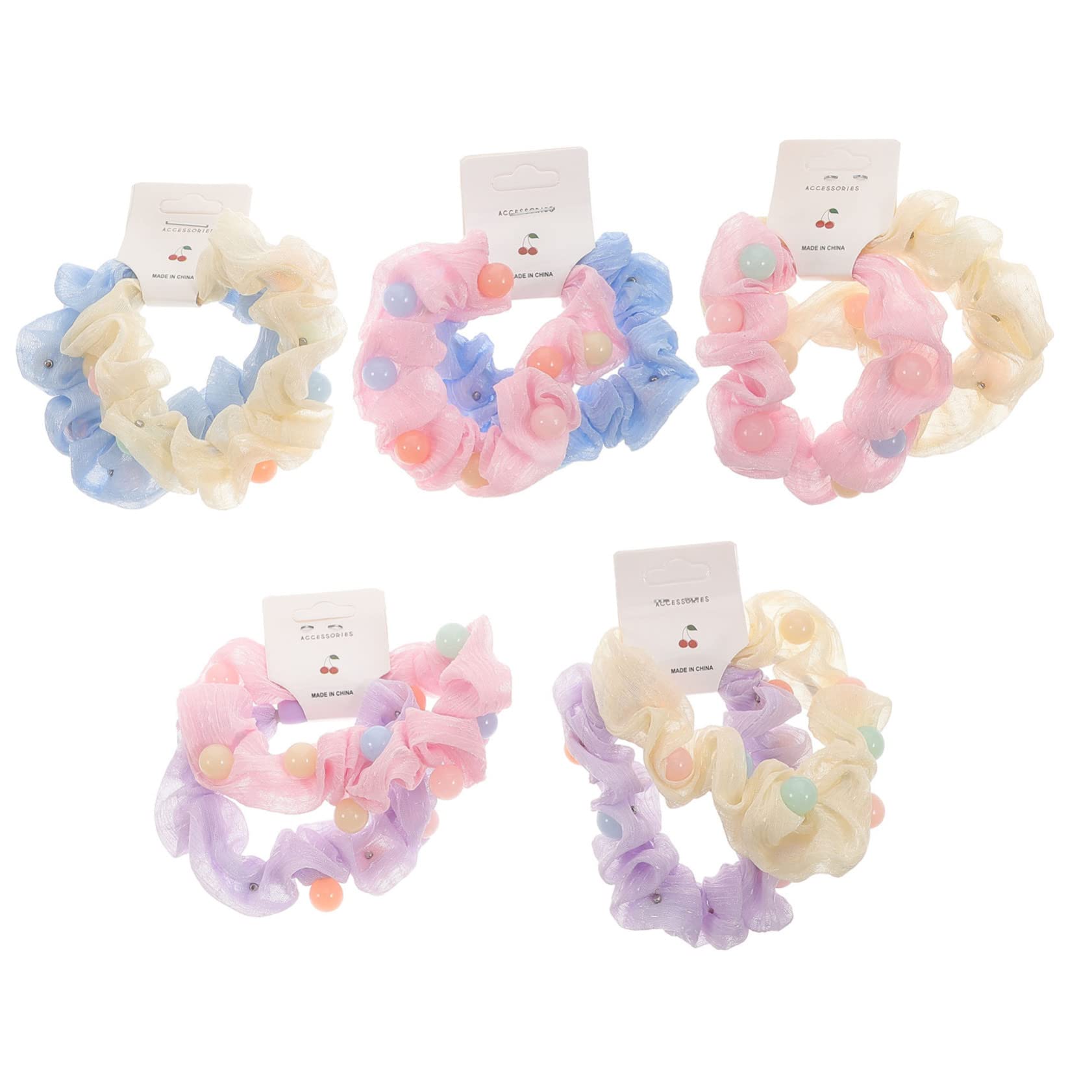 Minkissy 10pcs Beaded Satin Hair Ties for Women - Small Intestine Scrunchies, Elastic Hair Ropes & Bobbles for Girls - Perfect for Work, Gym, and Everyday Styling
