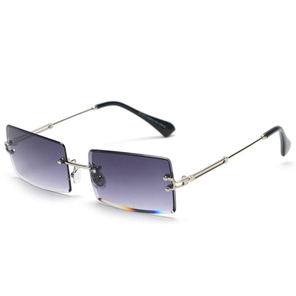 Trendy Small Rectangle Sunglasses for Women - Ultralight Candy Color Rimless Ocean Sun Glasses | Perfect for Beach, Driving & Summer Fashion