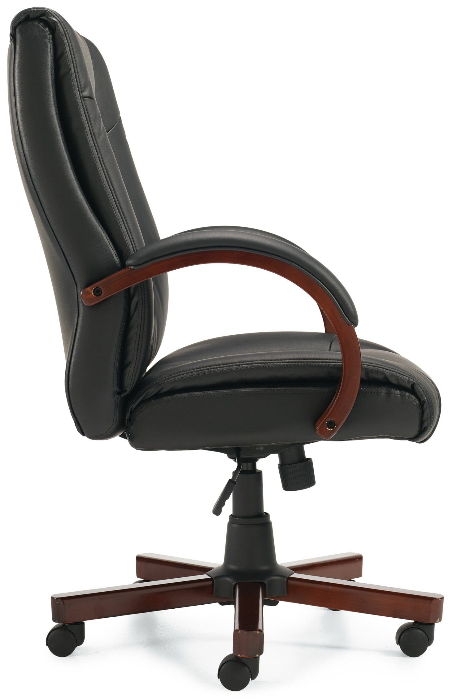 Luxhide Executive Office Chair with Wood Base and Arms - Ergonomic High Back Desk Chair for Home & Office - Model OTG11300B - Perfect for Long Work Hours, Meetings, and Professional Workspaces