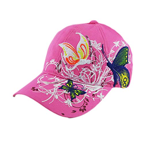 Women's Flower Butterfly Embroidered Baseball Cap - Adjustable Classic Trucker Hat with Flat Brim | Summer Peaked Cap for Outdoor Activities, Beach Vacations & Fashion Accessories
