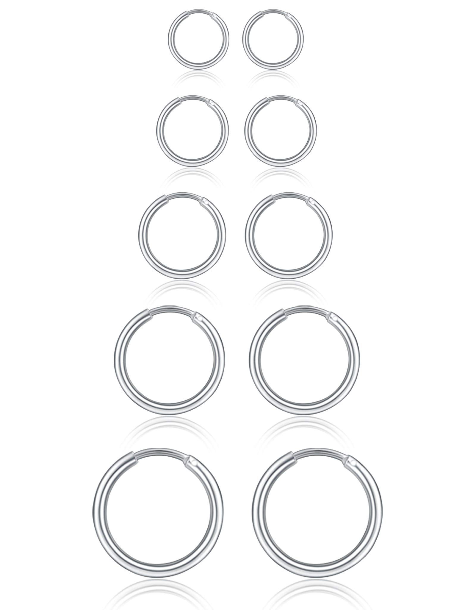 5 Pairs Small Hoop Earrings for Women - Stainless Steel Cartilage Tragus Clicker Nose Lip Rings - Cute Twisted Huggie Earrings for Everyday Wear & Gifts