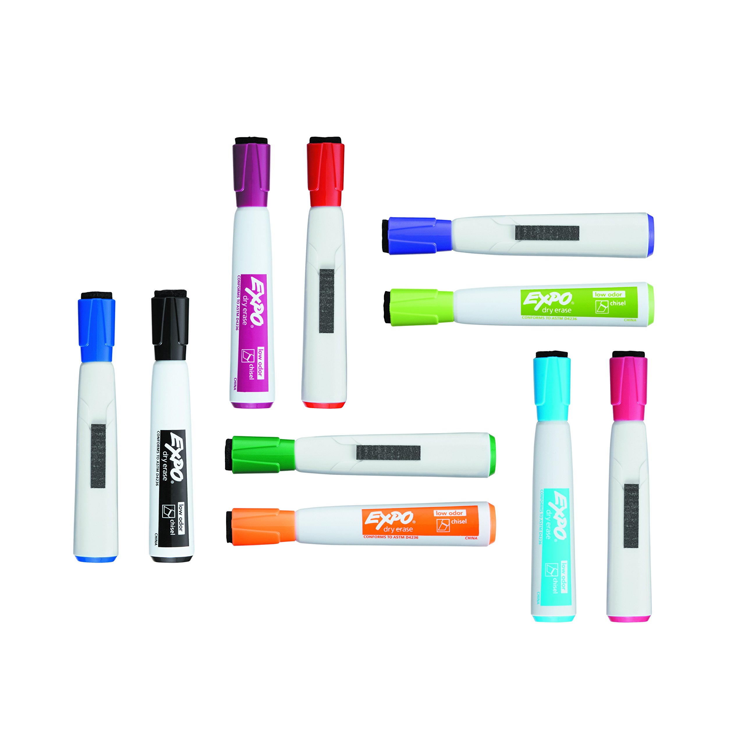 EXPO 1944726 Magnetic Dry Erase Markers with Eraser - Chisel Tip Black Whiteboard Markers (2-Pack) - Perfect for Office Meetings, Classroom Teaching & Home Refrigerator Notes