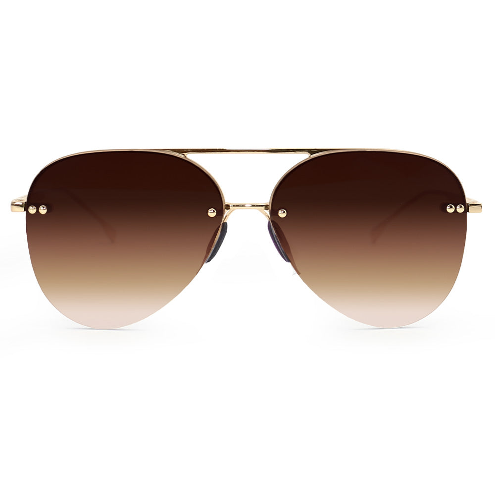 Tangle-Free Aviator Sunglasses for Women - Smaller Megan 2 Faded Brown - Perfect for Driving, Beach & Outdoor Activities