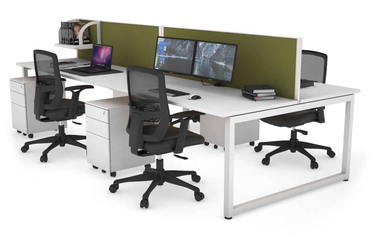 Quadro Loop Legs 4-Person Office Workstation Desk - 1600L x 700W - Modern Collaborative Workspace Solution for Team Projects & Open Office Layouts