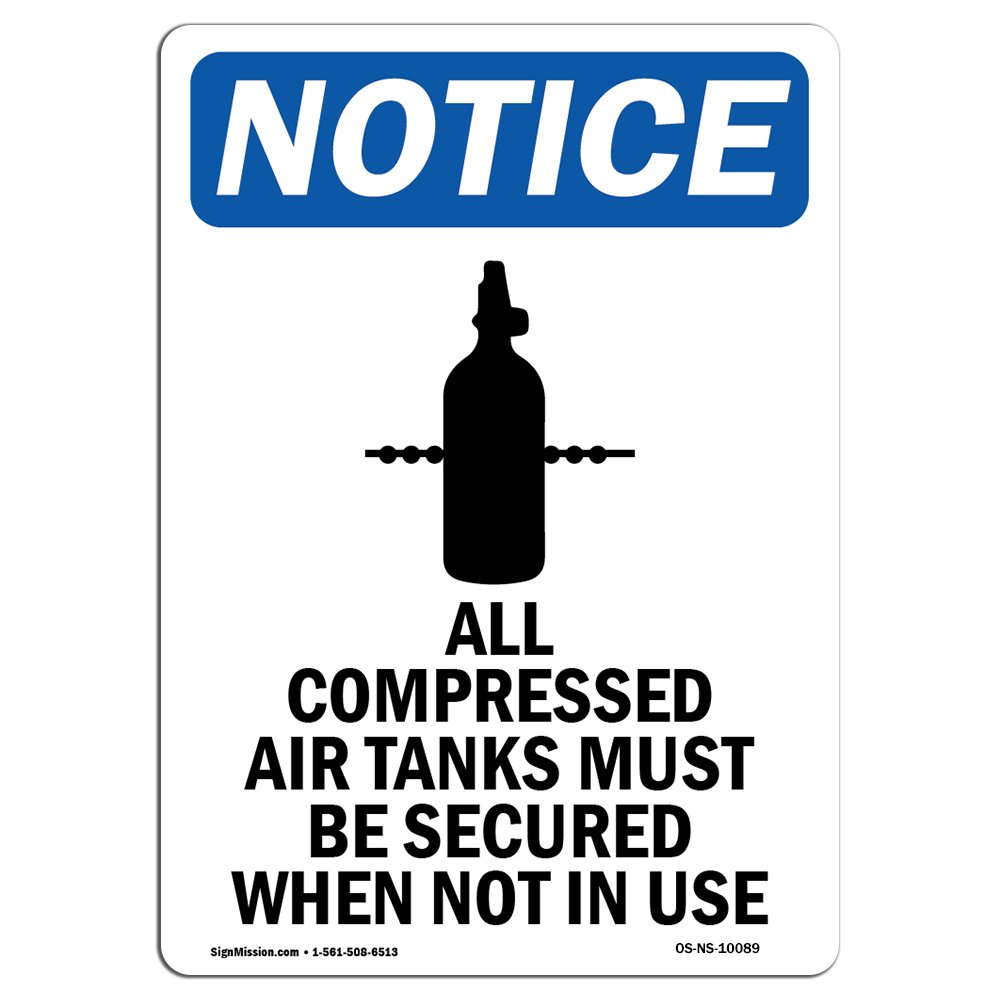 OSHA Approved Compressed Air Warning Signs with Symbol | Durable Vinyl Label Decal for Workplace Safety | Ideal for Construction Sites, Warehouses & Industrial Facilities | Made in USA | Enhance Safety Compliance in High-Pressure Environments