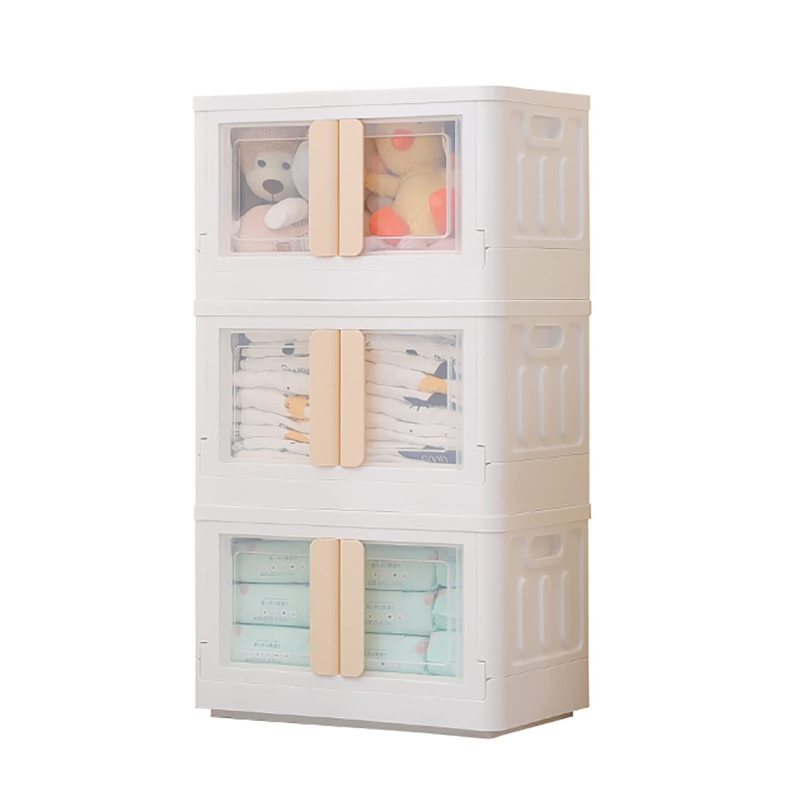 3-Layer Foldable Storage Box | Multi-Functional Storage Cabinet for Home Organization | Space-Saving Closet & Bathroom Organizer | Free Combination Design for Bedroom, Office & Kids Room Storage