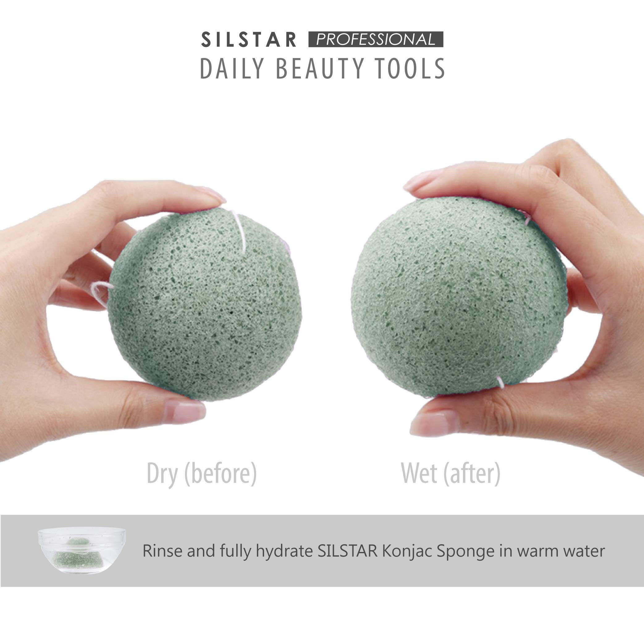 SILSTAR PROFESSIONAL KONJAC Facial & Bath Sponge - Gentle Cleansing for Dry & Mature Skin | 100% Natural Pure White Konjac | Perfect for Daily Skincare & Makeup Removal