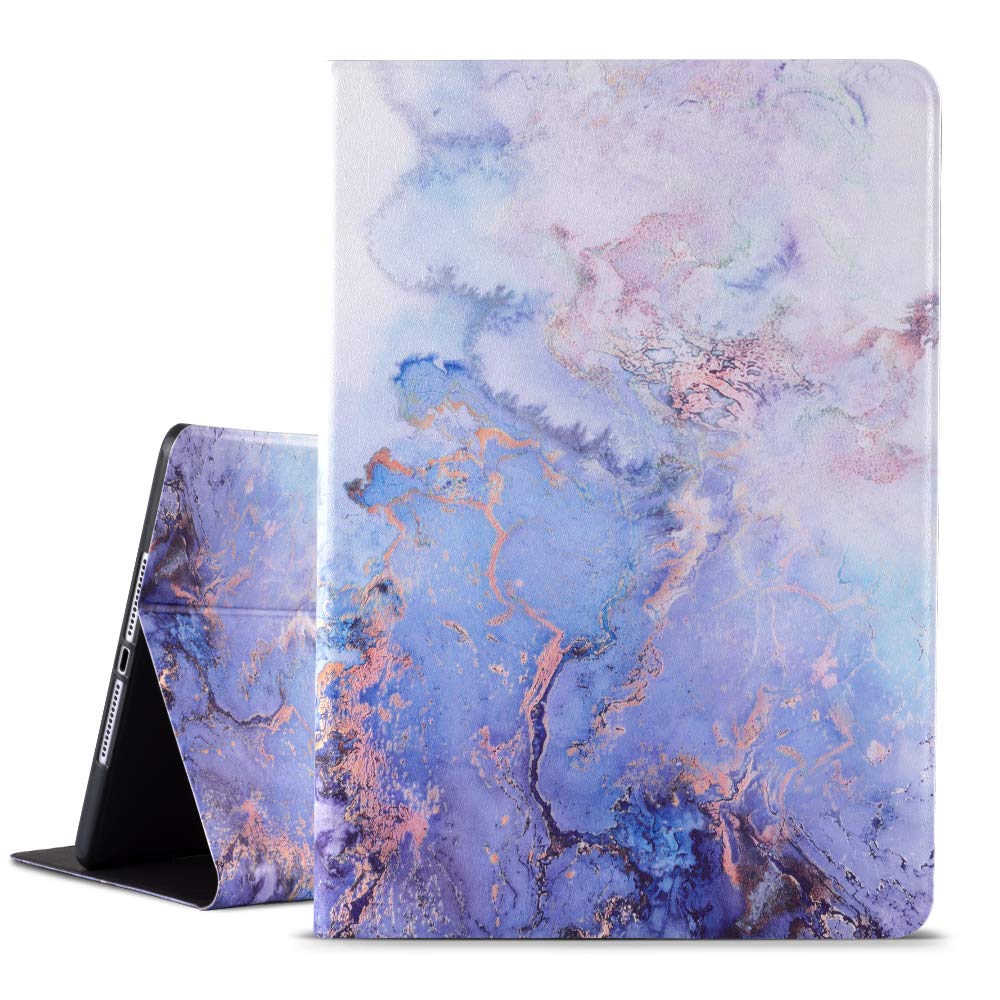 Premium Leather Folio Stand Case for iPad 9.7 Inch (2017/2018), iPad Air 1 & iPad Air 2 - Auto Wake/Sleep Cover with Marble Design | Perfect for Work, Travel & Home Use