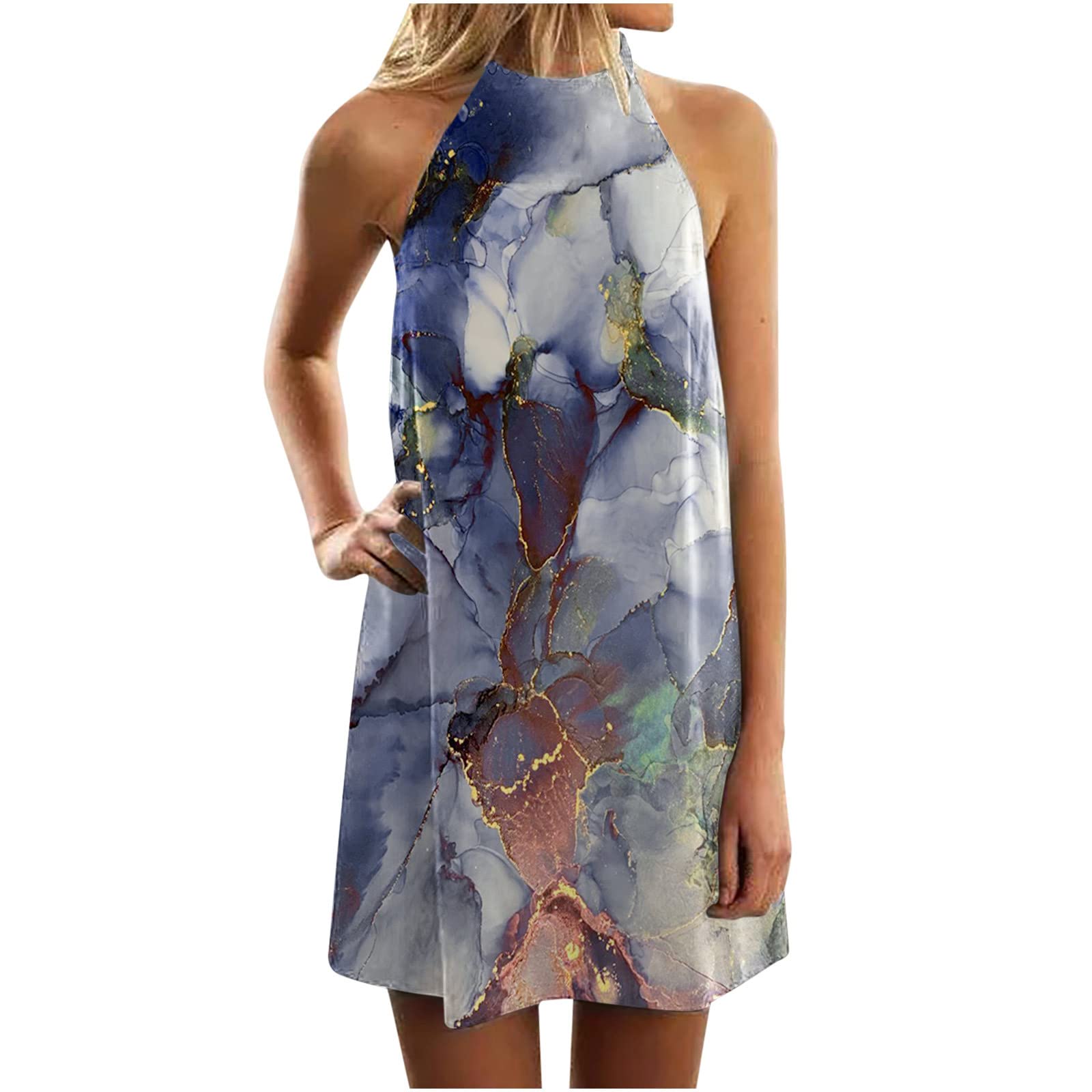 Women's Floral Print Sleeveless Shift Mini Dress - Casual Summer Tank Sundress for Beach, Vacation & Outdoor Activities