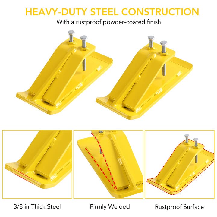 GARVEE 2-Pack Yellow Tractor Bucket Edge Protectors - Heavy Duty Skid & Turf Guards for Snow Plow & Landscaping Equipment - Fits Most Tractor Loaders & Buckets