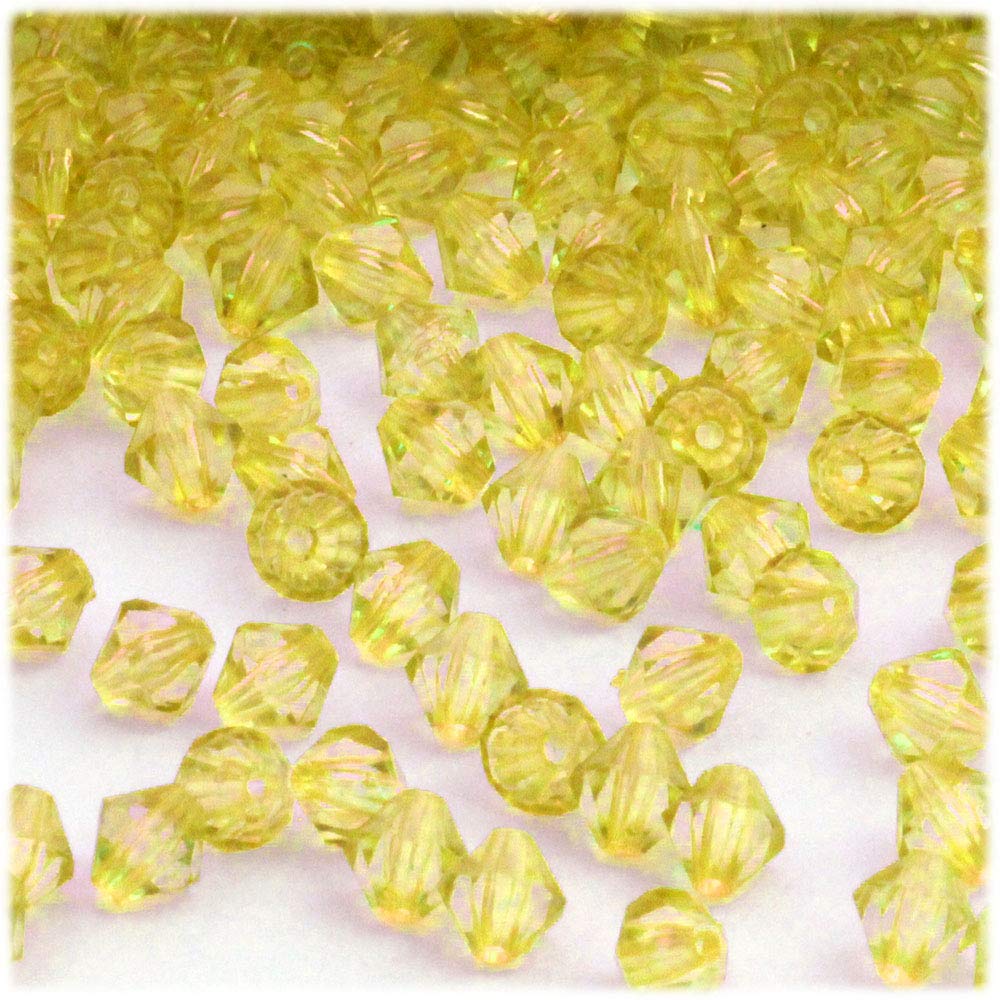 200-Piece 8mm Yellow Acrylic Bicone Beads - Faceted DIY Jewelry Making Supplies for Necklaces, Bracelets & Craft Projects