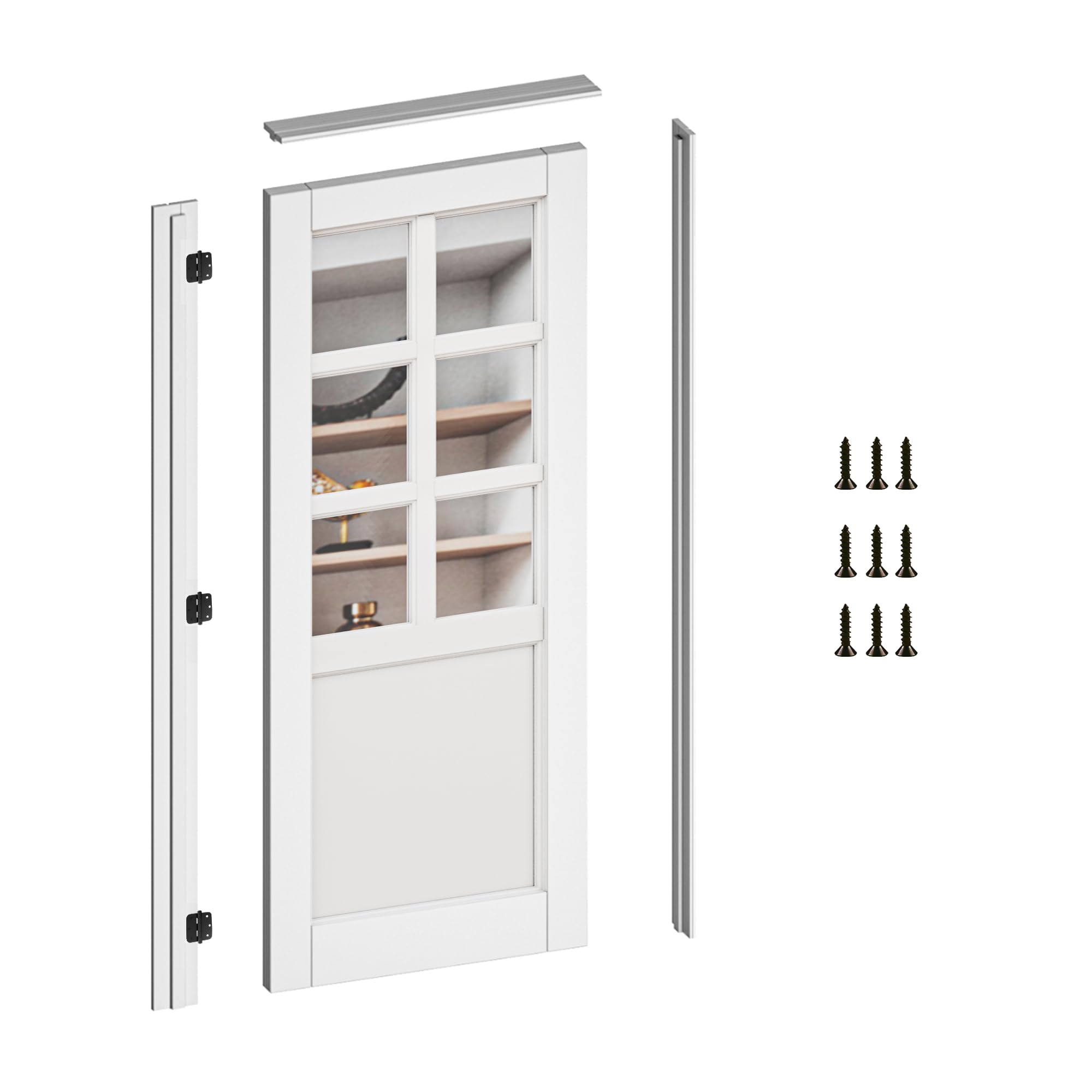 Clear Glass Prehung Interior Door - Paintable Solid Core Slab with Ready-to-Assemble Jamb Kit, 30x80 Inches, White Primed for Living Room, Pantry & Laundry Room | Perfect for Modern Homes & Room Dividers