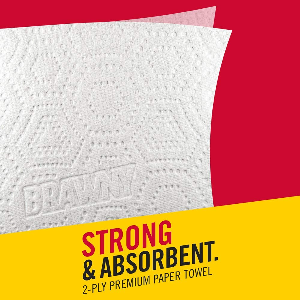 Brawny Paper Towels, 6 XL Rolls | Pick-A-Size | White | 6 Rolls = 12 Regular Rolls | Ultra Absorbent for Kitchen, Bathroom & Cleaning Messes