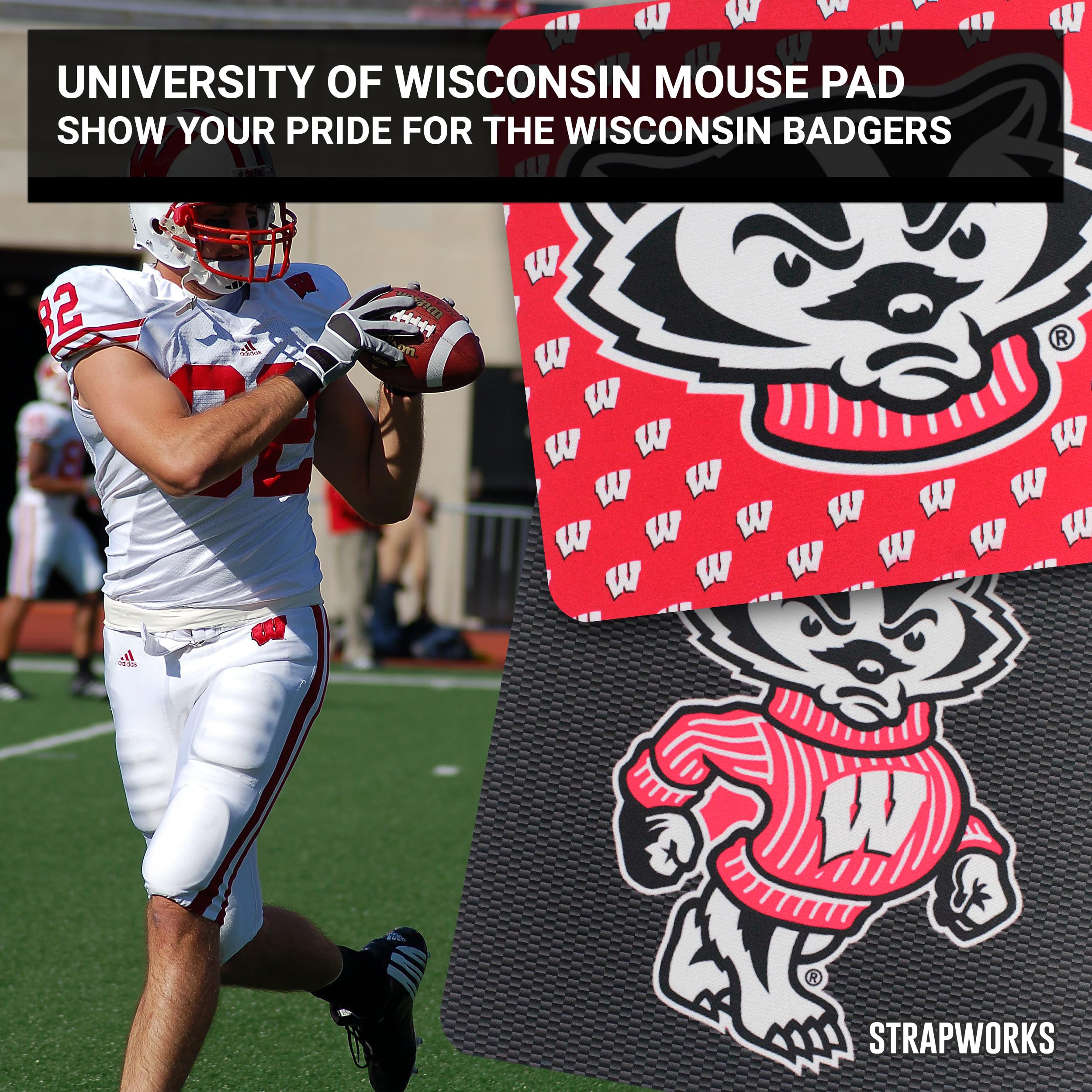 University of Wisconsin Madison Badgers Mouse Pad - Officially Licensed Collegiate Team Gear for Fans & Alumni - Perfect for Office, Gaming & Home Decor