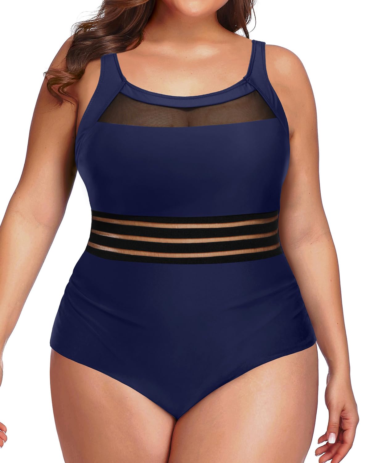 **Daci Plus Size One Piece Swimsuit for Women - Mesh Tummy Control Bathing Suit - High Waisted Swimwear for Beach, Pool & Vacation**