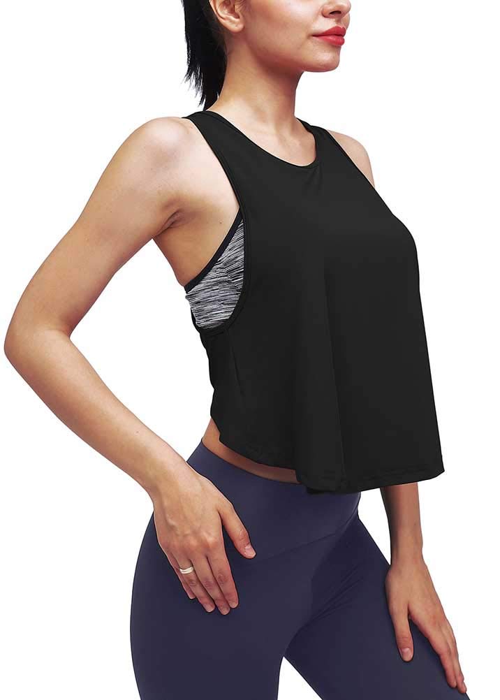 Mippo Women's Workout Racerback Cropped Tank Top - Loose Fit Flowy Athletic Gym Shirt for Yoga, Running & Fitness | Breathable Comfort for Active Lifestyle