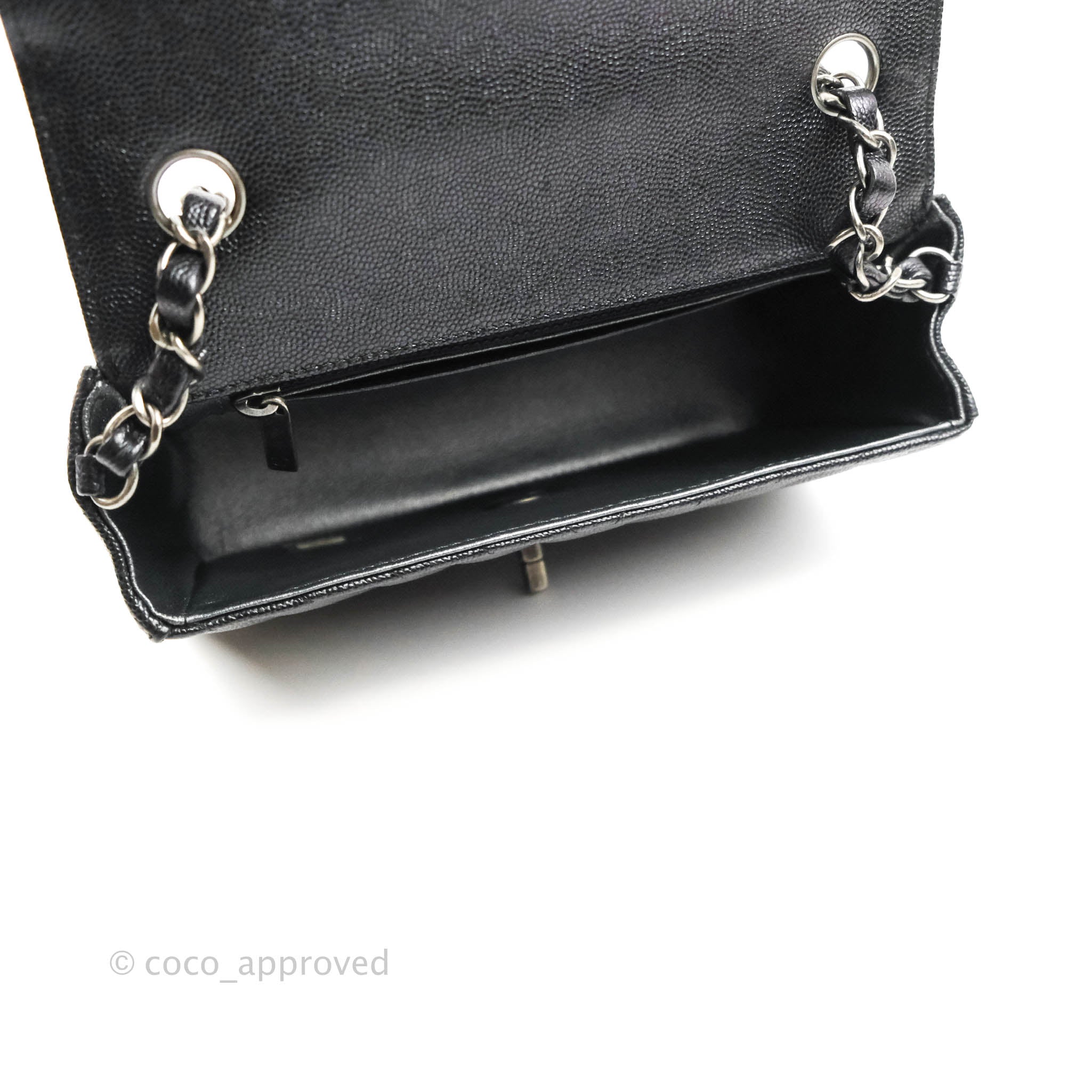 Chanel Chevron Mini Rectangular Flap Bag in Iridescent Black Caviar Leather with Ruthenium Hardware - Perfect for Evening Events, Parties & Luxury Fashion Accessories
