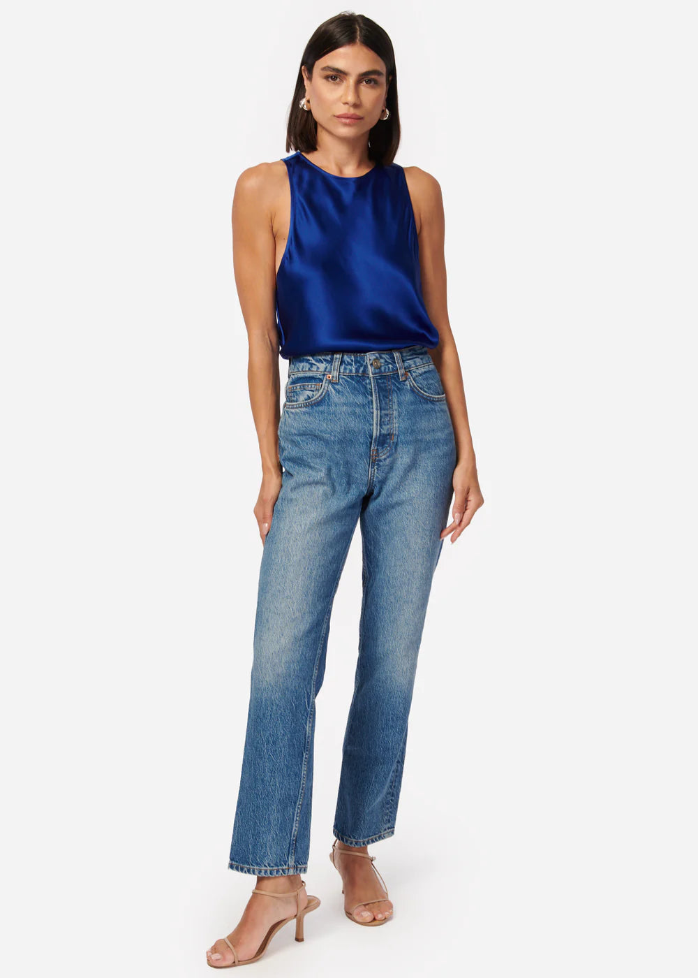 Floriana Cami Lapis - Women's Elegant Sleeveless V-Neck Camisole Top for Casual Wear, Date Night & Layering