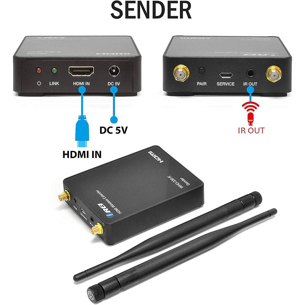 Wireless HDMI Transmitter & Receiver Extender - 300ft Range, 1080P @50/60Hz with IR Support (WHD 330 K B) - Perfect for Home Theater, Gaming & Conference Room Setup