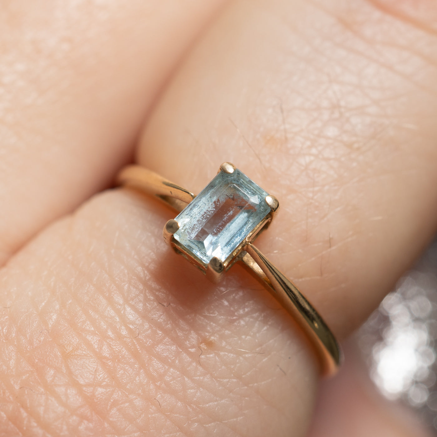 Solitaire Emerald Cut Aquamarine Ring 0.50ct Size 6.75 - Elegant March Birthstone Jewelry for Women, Perfect for Engagement, Anniversary & Special Occasions