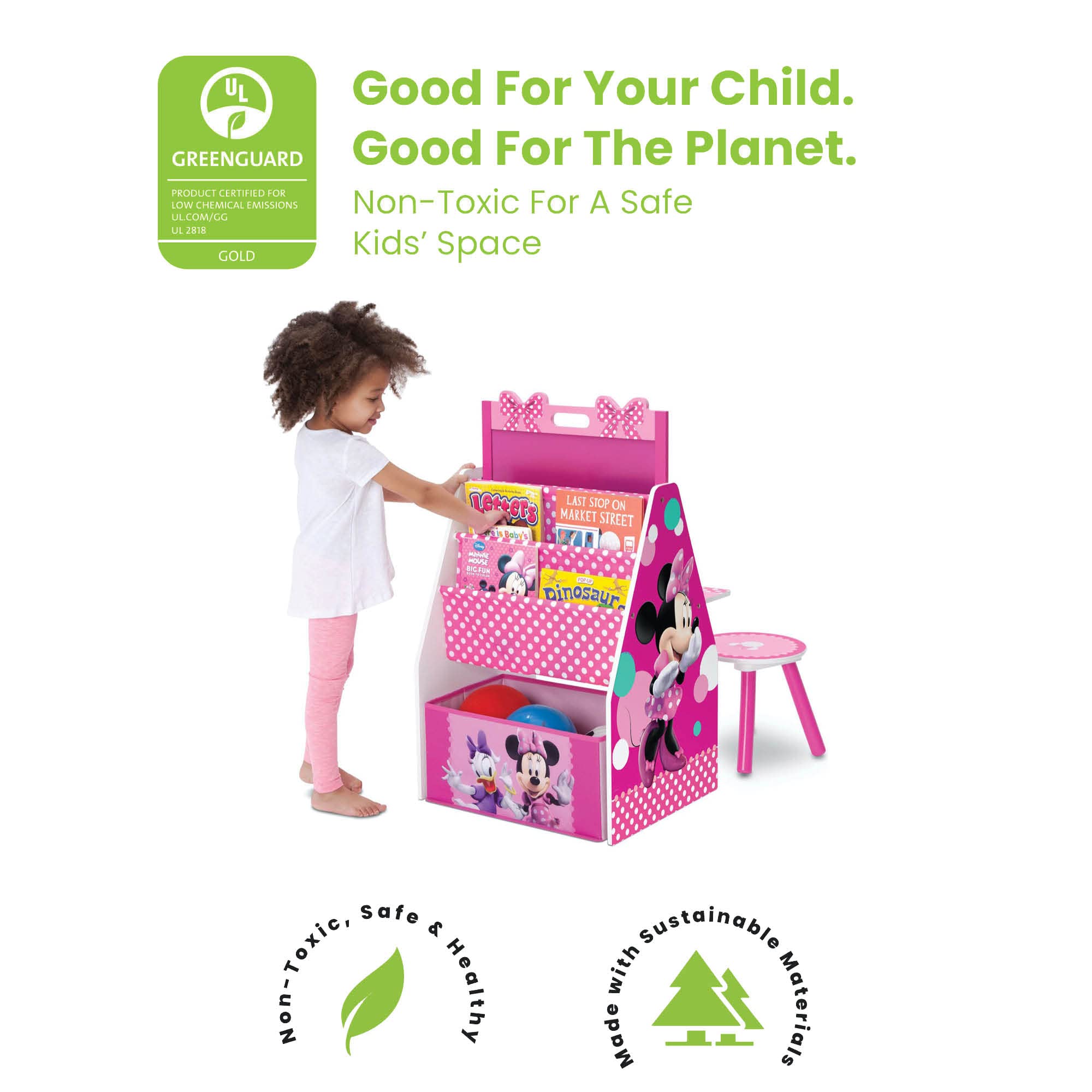 Delta Children Kids Easel and Play Station - Adjustable Art & Crafts Table with Storage Bin, Disney Minnie Mouse Design - Perfect for Toddler Drawing, Painting & Learning Activities at Home or Preschool