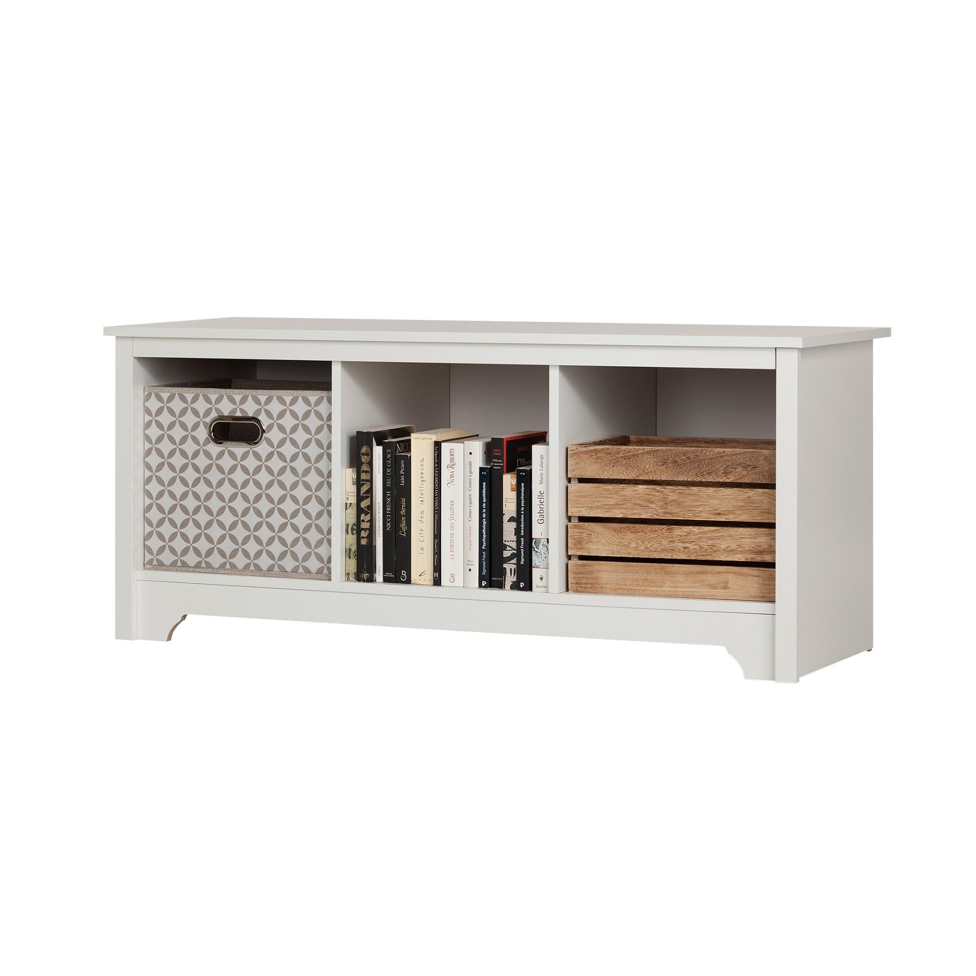 South Shore Vito Cubby Storage Bench, Pure White - Stylish Entryway Organizer for Shoes, Toys & Home Decor - Perfect for Living Room, Bedroom or Hallway