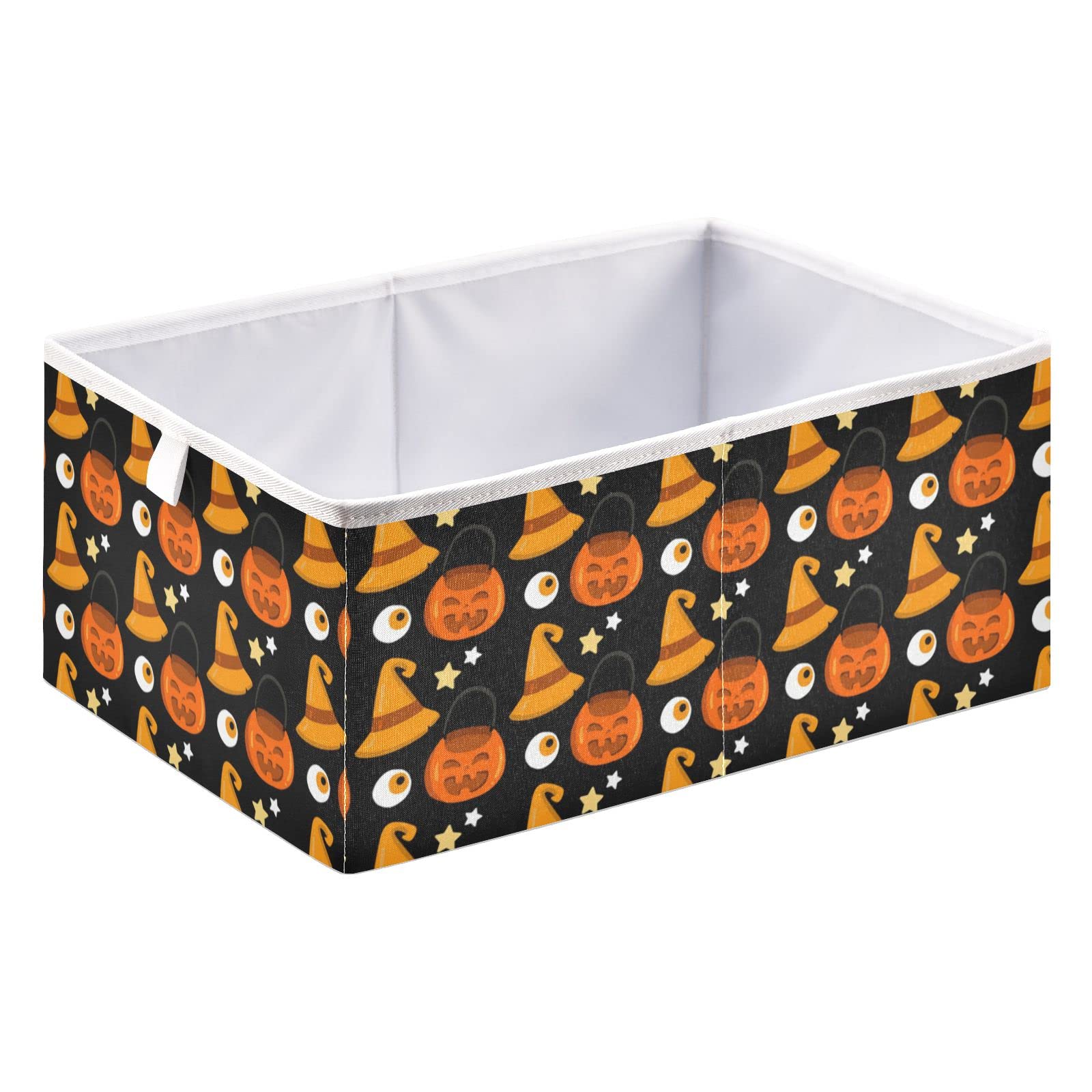 Foldable Collapsible Halloween Pumpkin Storage Baskets - 16 x 11 Inch Fabric Storage Bins for Shelves, Pantry, Closet & Nursery Organization | Perfect for Toys, Home Decor & Seasonal Storage