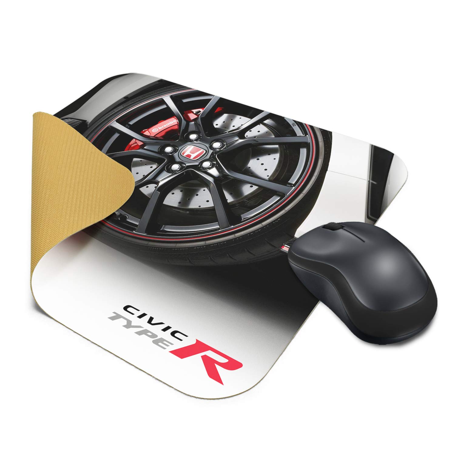 Honda Civic Type-R Racing Wheel Design Gaming Mouse Pad - Non-Slip Rubber Base for PC, Laptop, Office & Home Use - Perfect for Racing Enthusiasts and Car Lovers