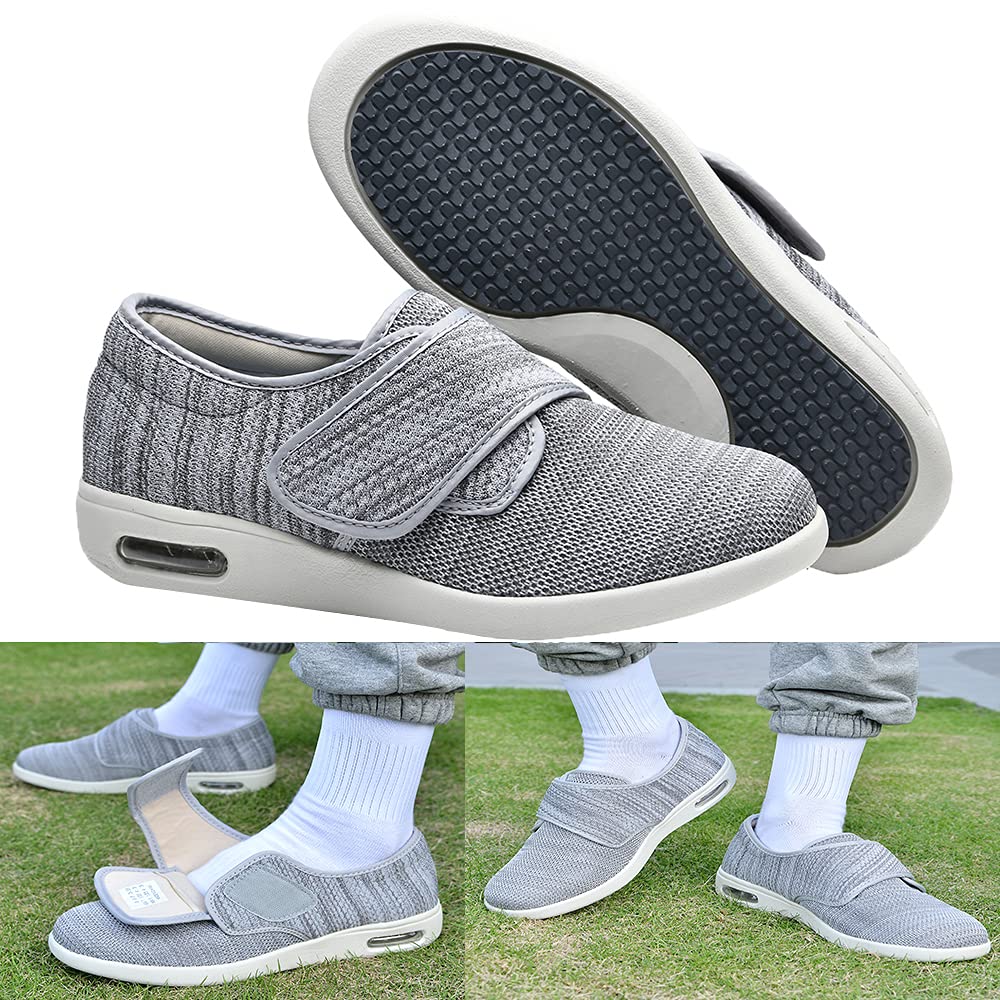 JBTNBX Men's Wide Width Diabetic Shoes - Adjustable Closure, Lightweight & Breathable Walking Sneakers for Elderly with Edema, Plantar Fasciitis & Swollen Feet - Ideal for Daily Walking, Comfortable Work Shoes & Foot Pain Relief
