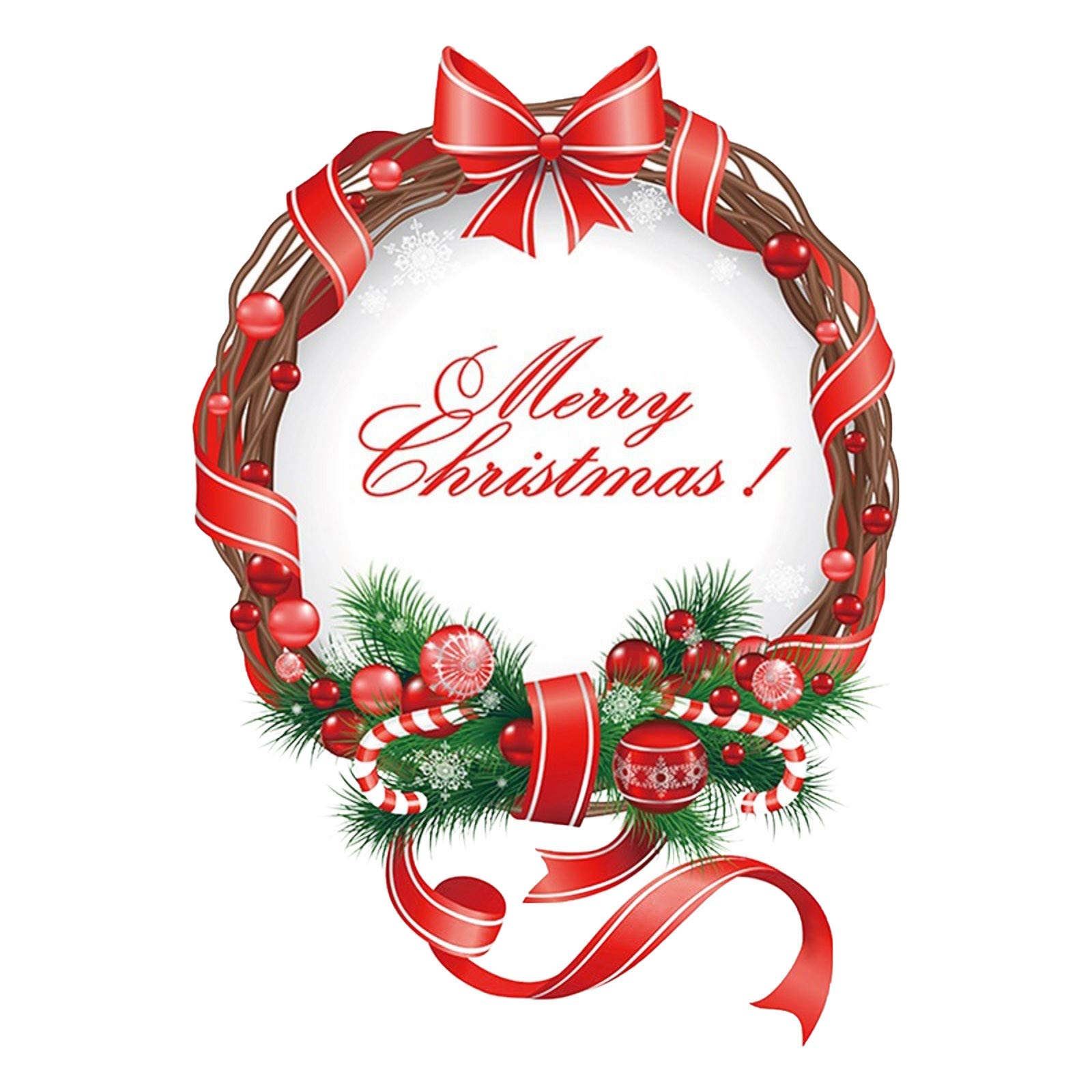 Festive Christmas Wreath Ball Wall Stickers - DIY Holiday Home Decor for Doors, Windows & Walls - Multicolor Decorative Decals (Perfect for Living Room, Bedroom & Office Holiday Decorations)