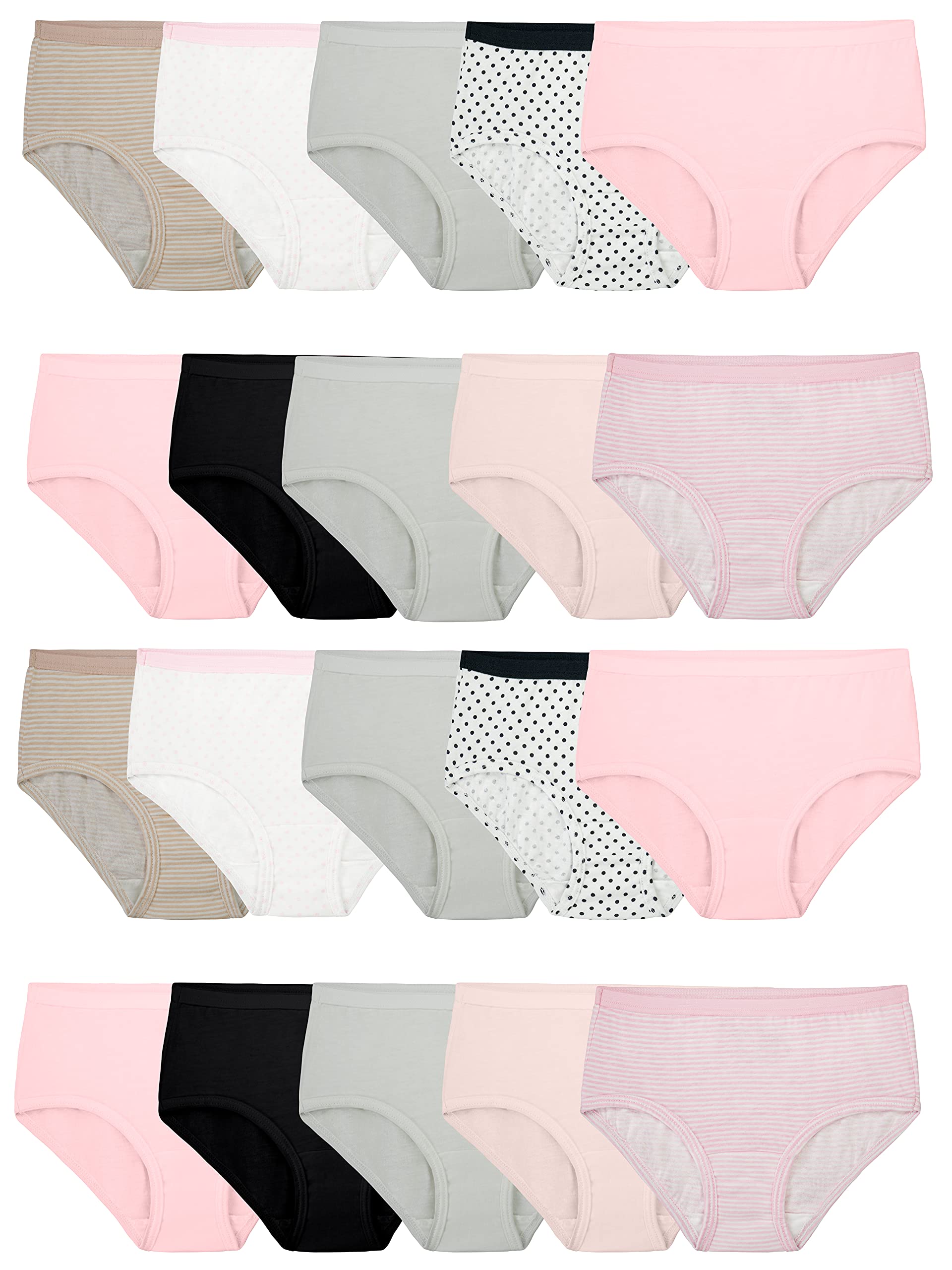 Fruit of the Loom Girls' Cotton Brief Underwear Multipack - Soft Comfortable Panties for Everyday Wear, School & Sleepwear